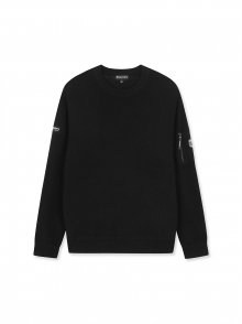 소매포켓 크루넥 남성 스웨터 (BLACK)