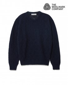 THE WOOLMARK COMPANY MOHAIR ARGYLE PUNCHING KNIT BLUE NAVY