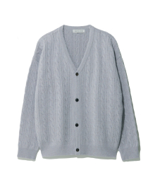 THE WOOLMARK COMPANY PUNCHING CABLE CARDIGAN LAVENDER BLUE