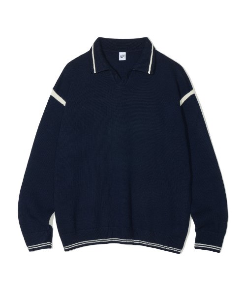 Navy Collar Knitted Sweater