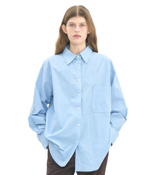 MUSINSA | PARTIMENTO WOMEN Oversized Plain Shirt_Sky Blue