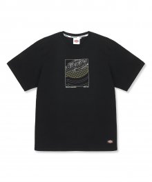 저지 브랜드 로고 프린트 숏 슬리브 티셔츠 블랙