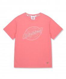 저지 브랜드 로고 프린트 숏 슬리브 티셔츠 핑크