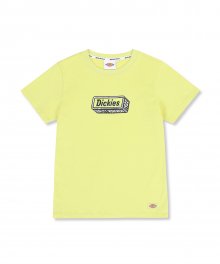 저지 플로킹 그래픽 로고 반소매 티셔츠 옐로우