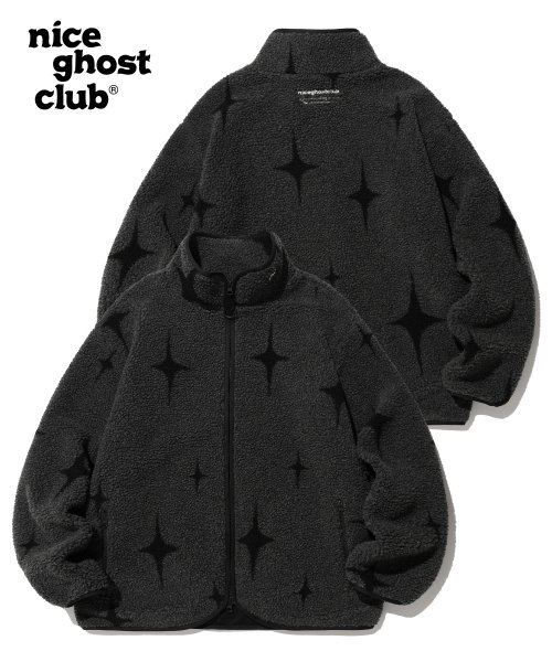 MUSINSA | NICE GHOST CLUB Shining Fleece Jacket_Black (NG2CWUB960A)
