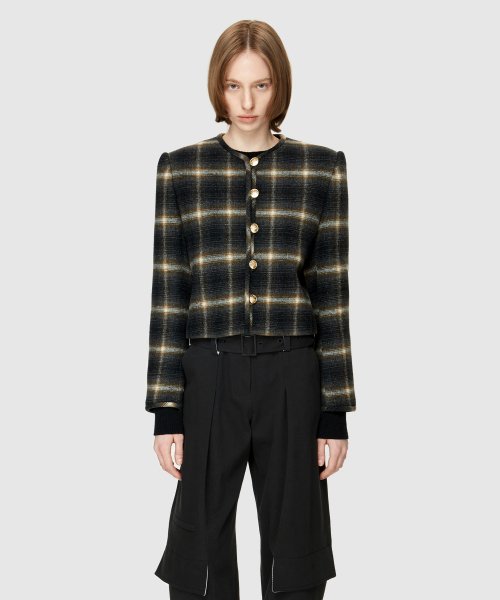 【LOW CLASSIC】 ROUND NECK JACKET/追跡付 로우클래식(LOW CLASSIC) ROUND NECK JACKET - CHECK - 사이즈