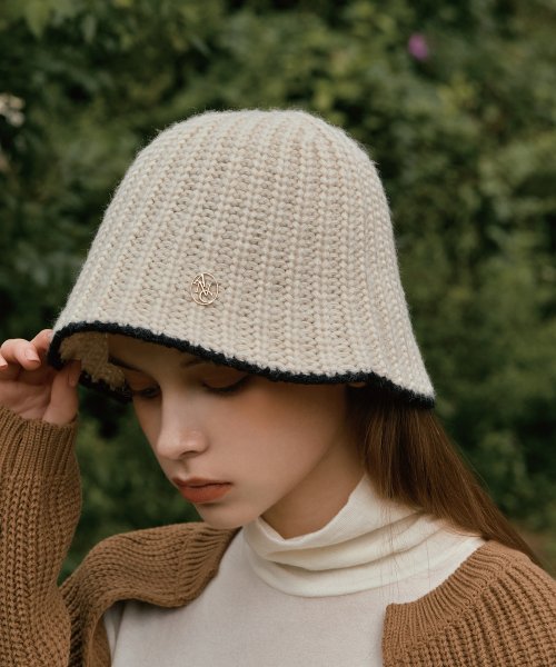 MUSINSA | ANOETIC ANC RAPHIA KNIT BUCKET HAT - IVORY