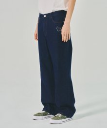 ANGEL SEMI-WIDE DENIM PANTS DENIM DARK BLUE