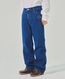 ANGEL SEMI-WIDE DENIM PANTS INDIGO BLUE