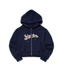 마크엠(MARKM) (W) CROP HOODIE ZIP-UP NAVY