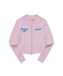 (W) HIGH NECK FULL ZIP-UP PINK