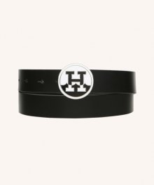 H BUCKLE POINT LEATHER BELT