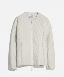 LEATHER QUILTED CARDIGAN (IVORY)
