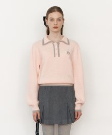 LOGO COLLAR WOOL KNIT PINK