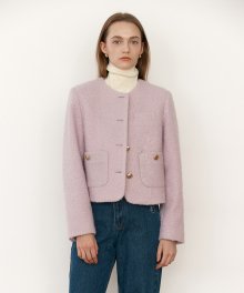 BOUCLE BUTTON JACKET LAVENDER