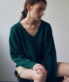 NICOLE WOOL V-NECK KNIT_GREEN