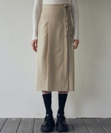 RIBBON PINTUCK LONG SKIRT_LIGHT BEIGE