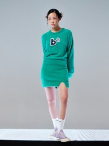 Women mohair round knit_Green