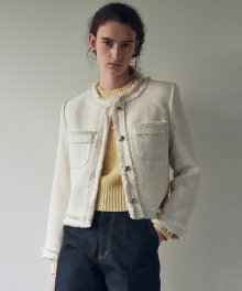 CLASSIC BOUCLE TWEED JACKET_CREAM