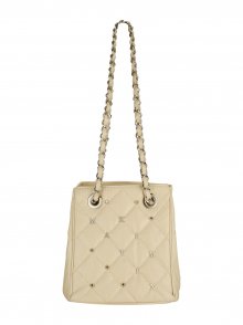 STUD MINI QUILTING BUCKET BAG IN IVORY