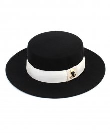 White Line Flat Wool Black Fedora 울페도라