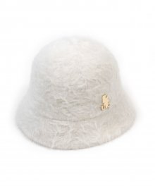 Rabbit Fur White Cloche Hat 클로슈햇