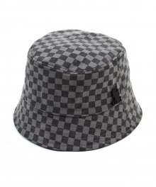 Side Thunder Border Check Gray Bucket Hat 체크버킷햇