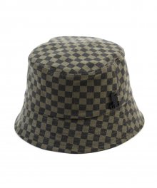 Side Thunder Border Check Khaki Bucket Hat 체크버킷햇