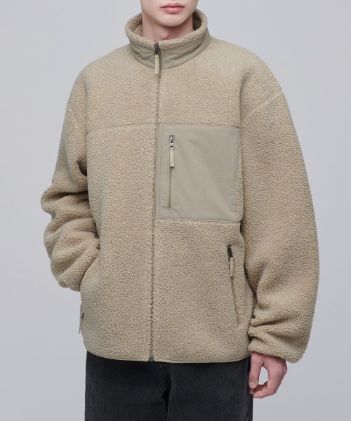 OVERSIZE SHERPA FLEECE JACKET [BEIGE]