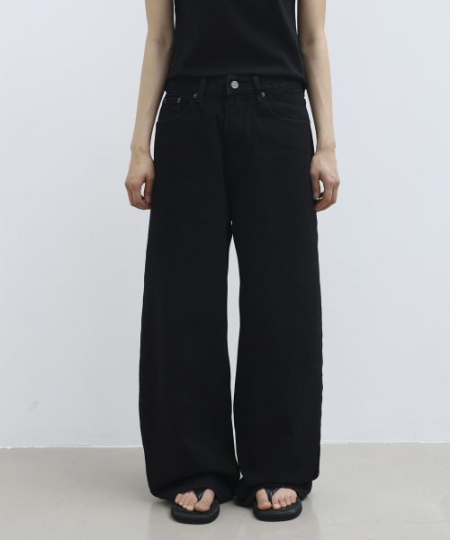 Унисекс классические широкие джинсы 9445 Black