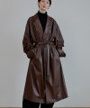unisex trench leather coat red brown