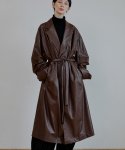 말렌(MALEN) unisex trench leather coat red brown