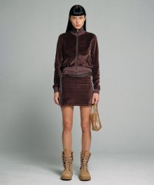 Velour Mini Skirt Brown