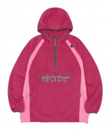 POLARTEC® Color Block Anorak Pullover Hot Pink