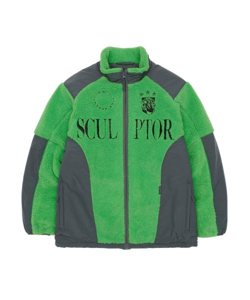 MUSINSA | SCULPTOR Racing Sherpa Jacket Acid Green/Charcoal