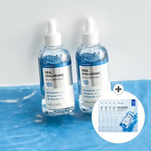 웰라쥬() 리얼 히알루로닉 블루 100앰플 100ml x 2개 (+블루앰플마스크 5매 증정) 상품 이미지