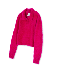 CROPPED COLLAR KNIT SWEATER MAGENTA(FOR WOMEN)
