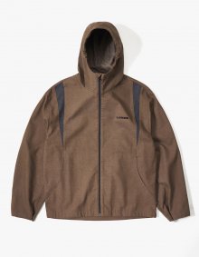 Hooded Panel Jacket - Brown