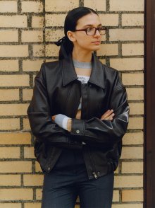 Fake Leather Blouson Jacket in D/Brown VL2AM080-94