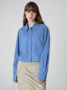 String Point Cropped Shirts in Blue VW2AB346-22