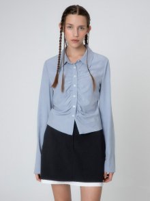 Front Shirring Blouse in Blue VW2AB347-22