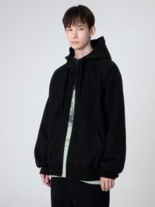 2 way Highneck Hoodie Jumper in Black VW2AM711-10