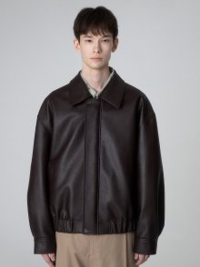 Fake Leather Blouson Jacket in D/Brown VL2AM710-94