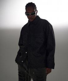 22FW01AWM11 데님 라이크 오버핏 레더 셔츠 자켓 (블랙)