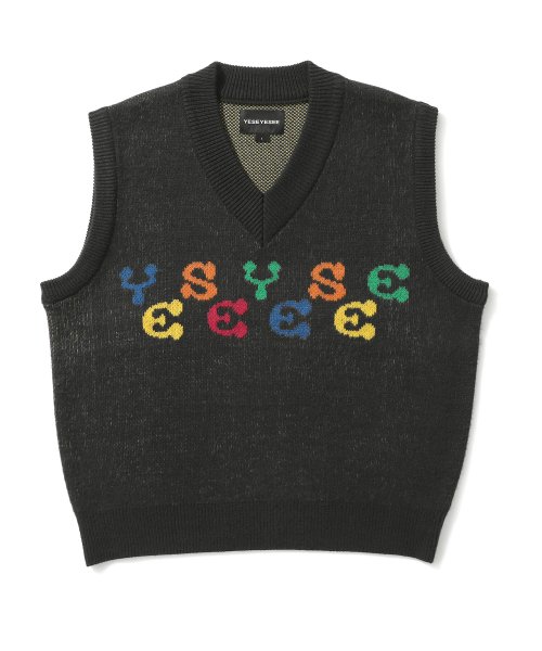 예스아이씨(YESEYESEE) Rainbow Knit Vest Navy - 사이즈 & 후기