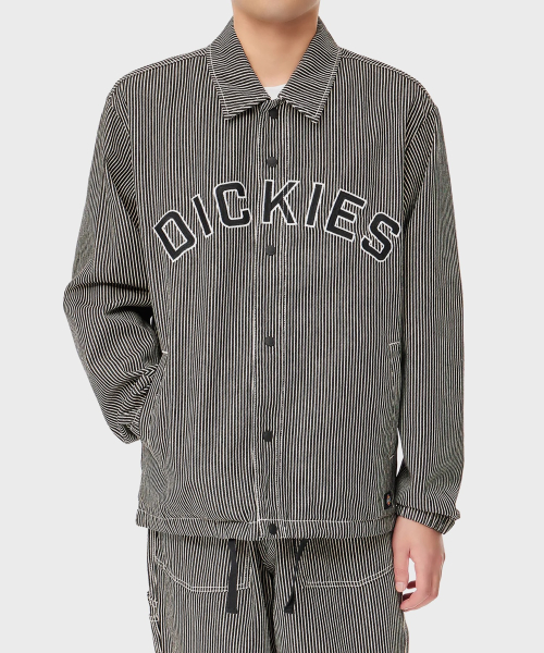 디키즈(dickies) 라이트 웨이트 릴렉스드 히코리 코치 재킷 Black White