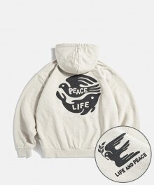 Life And Peace Heavy Weight Hoodie Oatmeal Grey