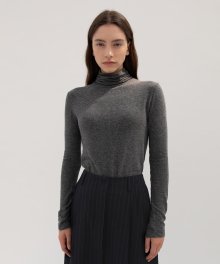 Wool Jersey Turtle Neck Top - Charcoal