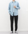 딥블루 세미 오버핏 스판 솔리드 셔츠
