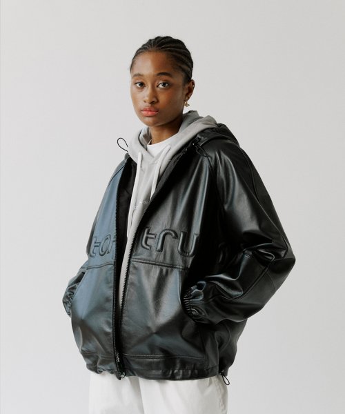 OOT Leather Zip-Up Hoodie